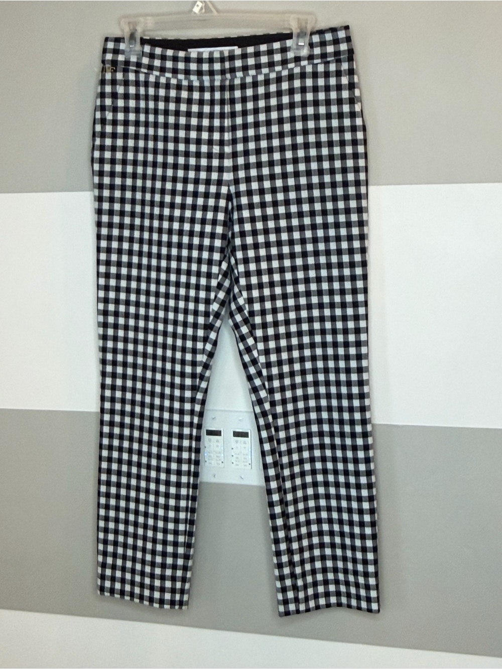 Diane Von Furstenberg Black and White Gingham Skinny Pants sz 6